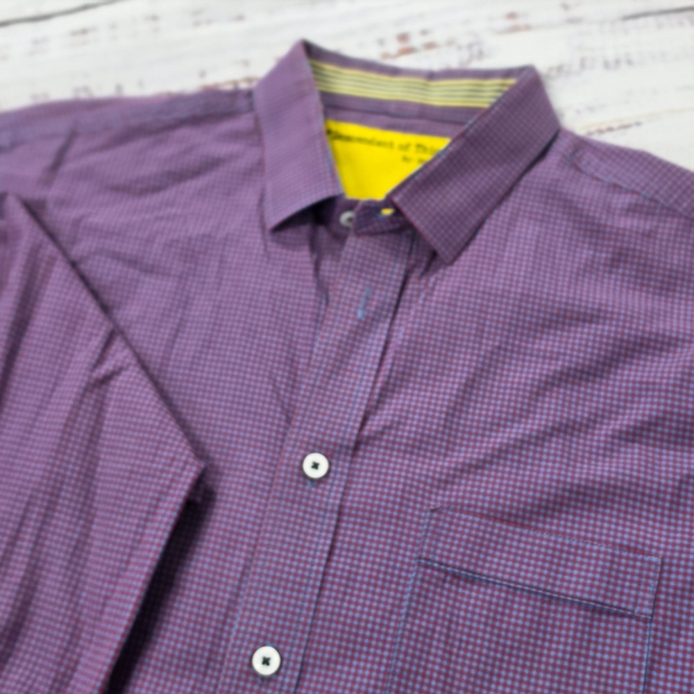 Descendant‎ of Thieves Button Down Mens Large Purple Good Micro Check Cotton